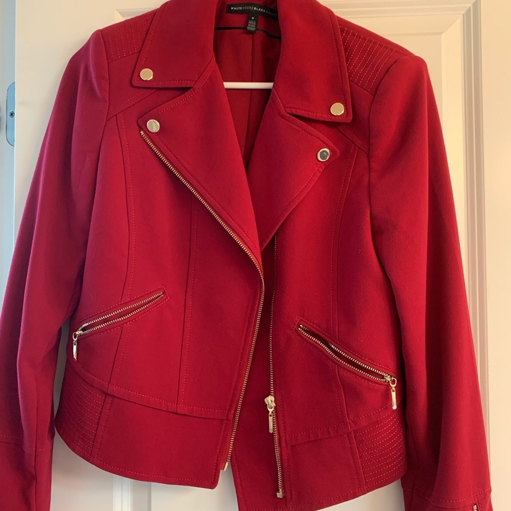 WHBM red moto jacket